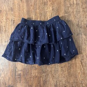 GAP Navy Tiered Ruffle Skirt with Tiny White Embroidery
